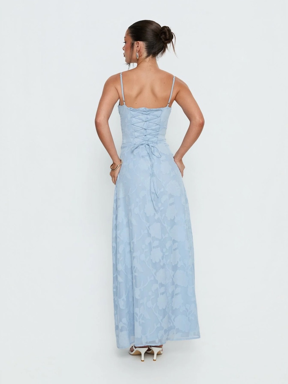 Princess Polly Members Only Maxi Dress Blue Burnout - Picture 4 of 15